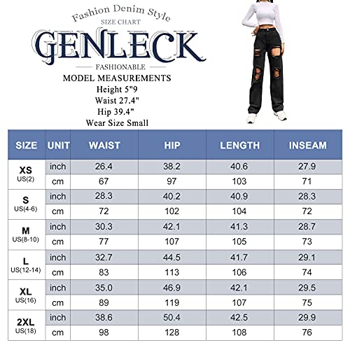 Genleck Women Loose Ripped Boyfriends Jeans High Waist Baggy Denim Pants Distressed Wide Leg Jeans Y2K Mom Jeans - Image 7