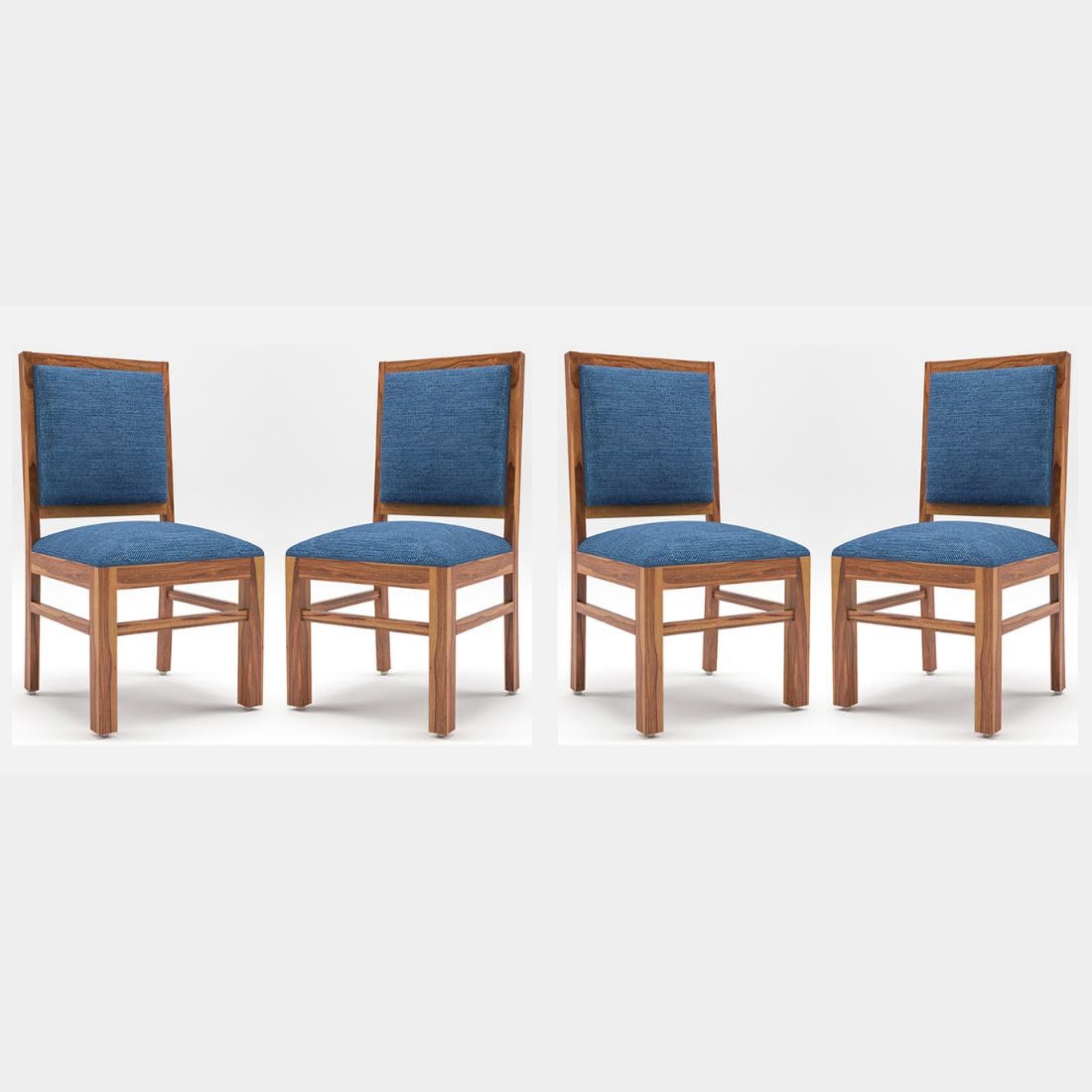 KENDALWOOD™ Furniture Solid Sheesham Wood Dining Chair | Study Chair | Multipurpose Chair Dining Chairs | Dining Table Set of 4 | Chair for Living Room | Honey Finish with Blue Cushions