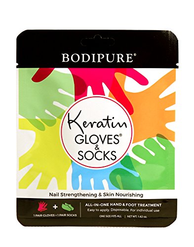 BODIPURE Professional Keratin Gloves and Socks Combo Pack – Moisturizing Gloves and Socks for Dry Hands and Cracked Heels - 1 Pair Each