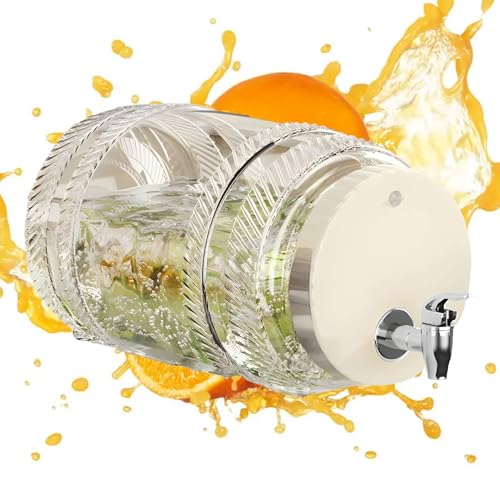 Jarra para bebidas, recipiente grande de té con boquilla, infusión fría con tapa de infusor, dispensador seguro para refrigerador para jugo, jarra de bebidas resistente al calor con tapa a