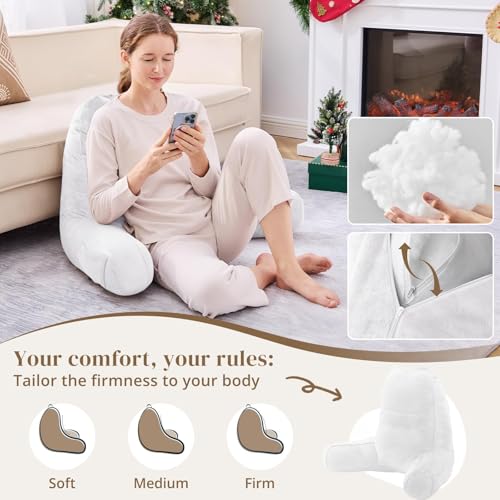 Image of Sasttie Reading Pillow for Bed, Back Pillow for Sitting Up, White