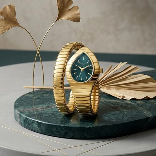 Image of Carlton London Embrace Analog Watch for Women, Snake Design Bracelet, 34.5 mm Dial, Quartz Movement, 30M Water Resistant