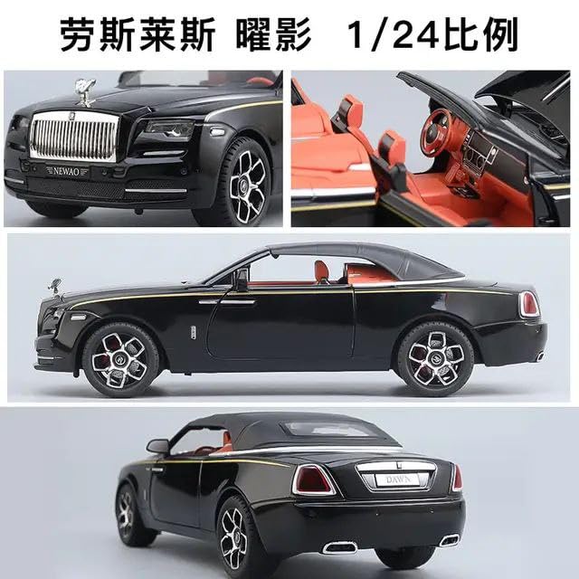 Image of Scale Exclusive Alloy Metal Pull Back | Die-cast Car Model with Sound Light Mini Auto Toy for Kids Metal Model Toy Car with Sound and Light (1.24 Scale- Rolls ROICE Down-Black)