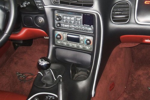 RedlineGoods Radio Panel Piping Compatible with Chevrolet Corvette C5 1997-04. Tailor Made - not Universal. Genuine top-Grade Italian Black Leather with Black Thread