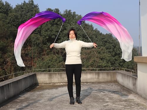 Winged Sirenny Spinning 53" Sheer Silk Veil Poi Ball, Play Silk Scarf for Belly Dance and Worship Praise3