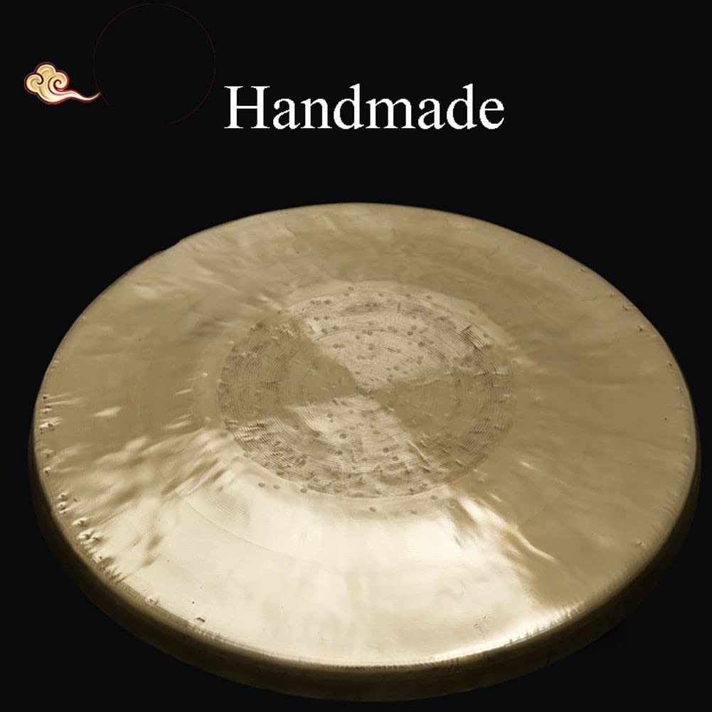 Gong traditionnel chinois en laiton Instrument, Gong à main en cuivre avec maillet, percussion Feng Shui chinoise, 28,5-30 cm(28.5cm)