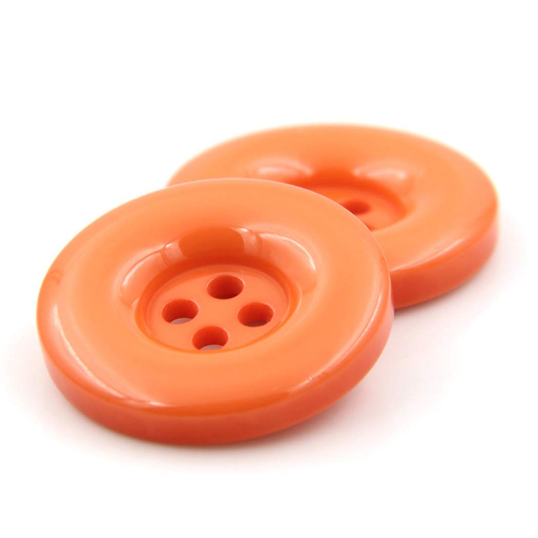 ZoTuoART Round Resin Buttons, Four-Hole, Flat, Replacement Buttons for Coats Shirts Trousers Clothing Accessories DIY Sewing Craft, Orange, 25mm(1.0''), 20Pcs