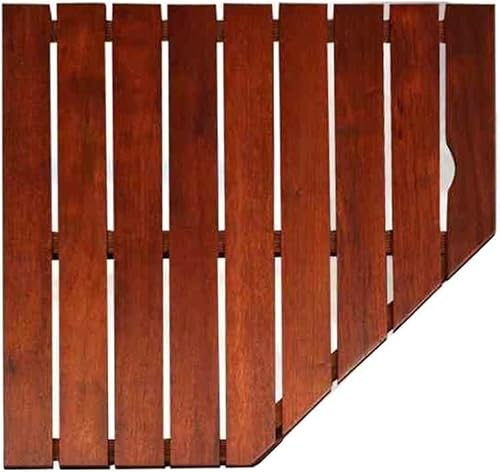 BHGFYXBS Wood Shower Mat Bathroom Bath Floor Mat Anti-Slip Waterproof Bathtub Pedal Mats,B-80x80cm