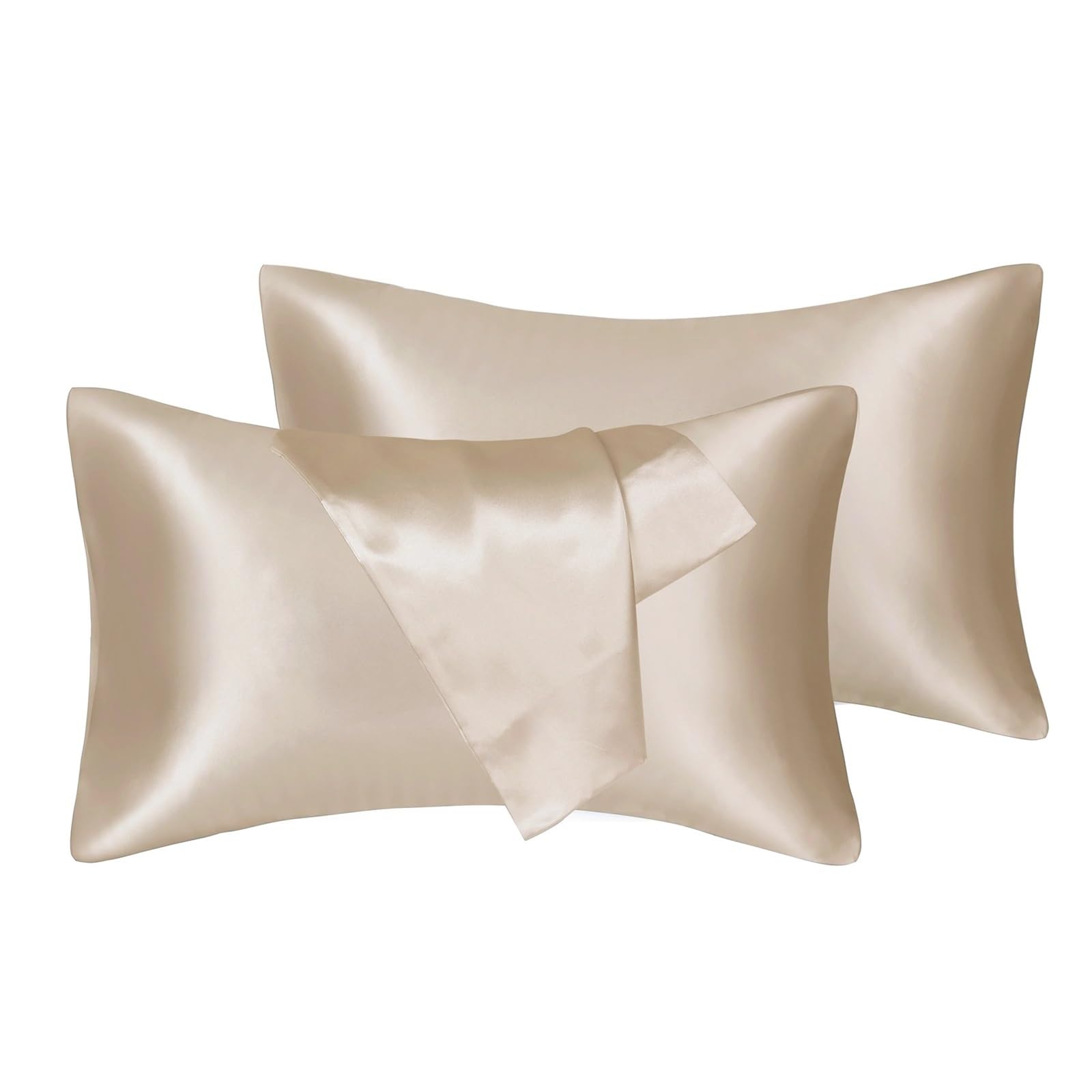LYXYGMV Silk Pillowcase Hair Skin Care Soft Pillow Covers for Bedrooms(Champagne,20x30 inch)