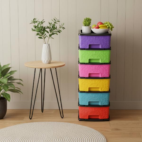 Image of Plastic Modular Drawer Storage Chest Of Drawers Organizer Storage Box, Large Stomo Racks For Multipurpose Anti-slip Shoes Organizers (Multi, 6 Layer)