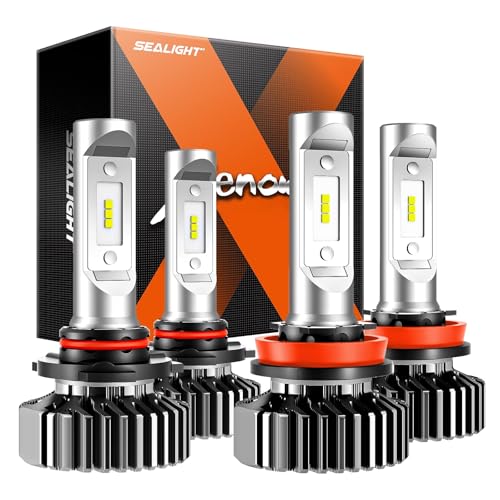 Image of SEALIGHT H8 Fog and HB3 Fog Bulbs, 168,000LM 9005 H11 Light combo, Powersport H9 /H11 HB3 Bulbs or Fog Lights, Plug and Play, Pack of 4