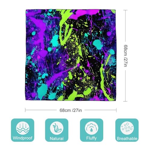 Glow in Dark Splatter Neon Scarf For Women Silk Head Scarf Square Hair Scarves Shawls Hair Wraps Bandana Neckerchief Decor for Adult 27 * 27 Inches2