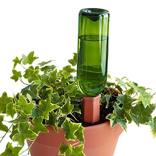 Go Bottle Stake - Set of 4pcs Plant Waterer Spikes - Vacation Watering Stakes, Works with Wine Bottles - Ceramic Terracotta Automatic Drip Irrigation System for Garden, Home, Indoor or Outdoor Plants