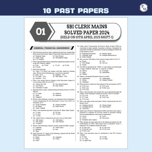 Image of PW All in One SBI Clerk Prelims and Mains 2025-26 Exams | Chapterwise Theory & Exercise and 10 Previous Year Solved Papers (PYQs) 2018 - 2024 with 5 Online Practice Sets [Paperback] PW