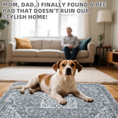 Image of KOOLTAIL Washable Pee Pads for Dogs, 2 Pack Super Absorbent Reusable Puppy Training Pads Waterproof, Nonslip and Leak-Proof Dog Pee Pads, Large Pet Mats Whelping Pads for Floor, Crate, Couch 36*41