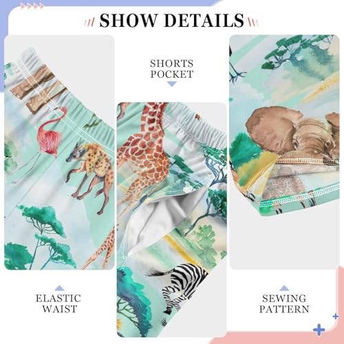 Zebra Rhino Tree Boys Long Pants Soft Trousers Elastic Waist Kids Lounge Bottoms with Pockets S-XL4