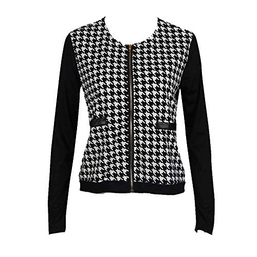 MEIbax Abrigos Mujer Invierno Moda para Mujer Pata de Gallo de Manga Larga Cremalleras Bolsillos Abrigo Chaqueta Cazadora