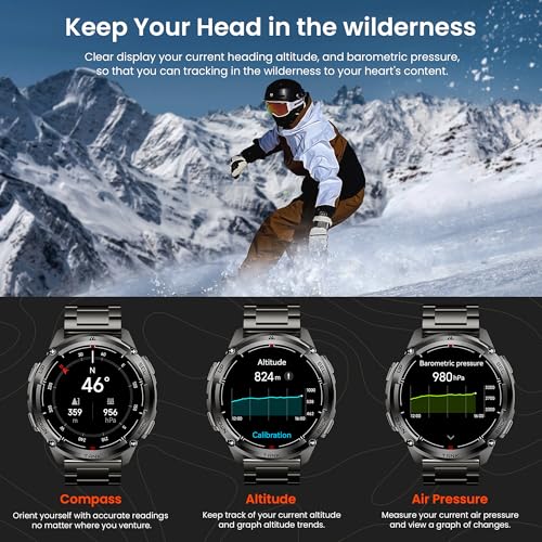 KOSPET-Tank-T3-Ultra-2-GPS-Smart-Watch-for-Men-Extra-Long-Battery-Full-Stainless-Steel-Body-Rugged-Smartwatch-with-Bluetooth-Calling-PressureAltitudeCompass2-Bands