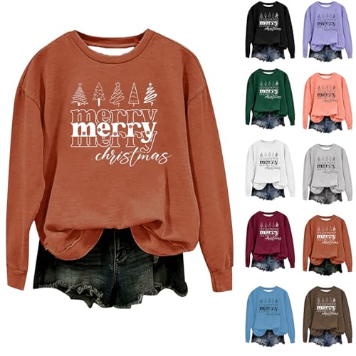Saxrel Xmas Jumpers for Women UK Running Top Womens Women's Long Sleeve Running Tops Plus Size Christmas Jumpers Cute Tops Womens Sports Top Women Tops Christmas Jumper Women's EWI