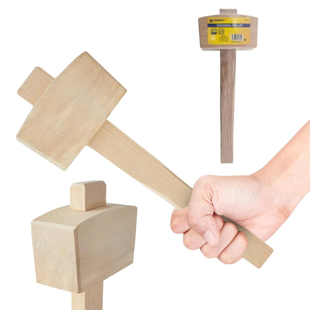 4.5 Inch Wooden Mallet - Chisel Carpenter Woodwork Carving Beechwood Wood Tool Inch | with Handle, Wooden, Woodworking Carpenters Mallet for DIY