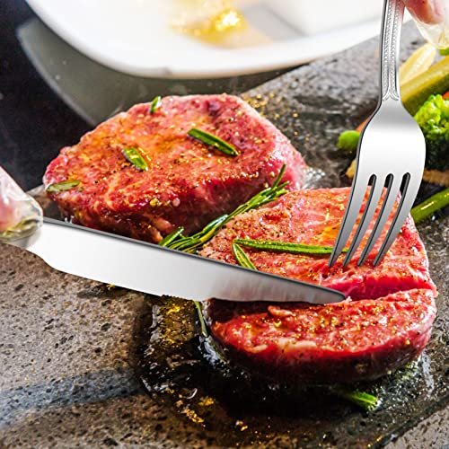 30 Piece Cutlery Set with Steak Knives, Homikit Stainless Steel Flatware Silverware Sets Service for 6 People, Pearled Edge Tableware Included Knives Forks Spoons, Mirror Polished, Dishwasher Safe - Image 7