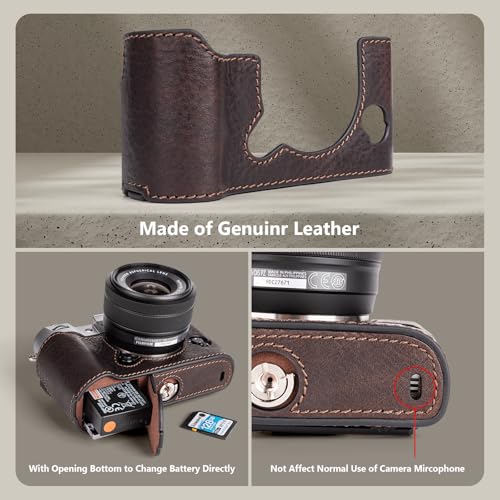MUZIRI KINOKOO Fuji XT50 Case, Genuine Leather Protective Half Case Compatible for Fujifilm X-T50 Fuji XT50 Camera - Image 3