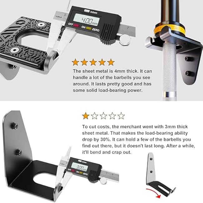 VAIIO Single Olympic Barbell Hanger,Garage Gym Bar Wall Rack,Vertical Barbell Mount Rack,Black Powder Coated,Space Saving Commercial or Home Gym Accessory,Holds Under 33mm Bar Size