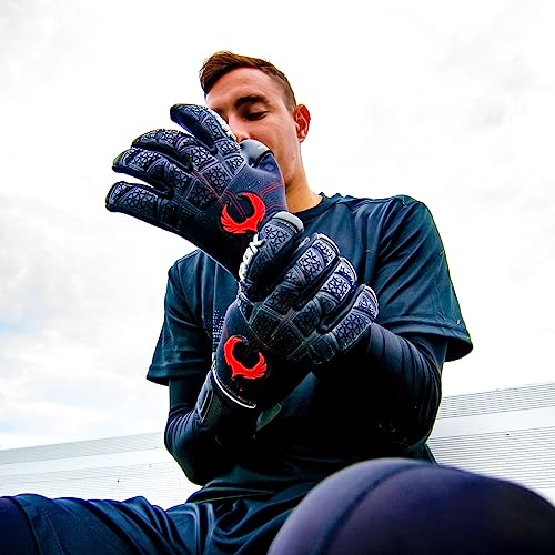 Renegade Gk Limited Edition Rogue Quantum Goalie Gloves With Pro-Tek Fingersaves | 4Mm Giga Grip & Neoprene | Black & Red Soccer Goalkeeper Gloves (Size 8, Youth-Adult, Negative Cut, Level 4+) #TOP2