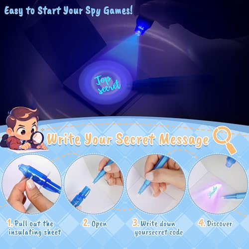 inkipen Invisible Ink Pen 24Pcs, Spy Pens with UV Light, Magic Marker, Classroom Prize, Birthday party favors for kids 8-12, Kids Christmas Gift Stocking Stuffers - Image 4