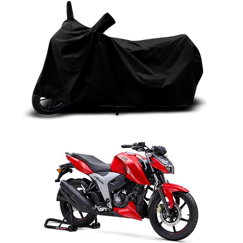 Image of 100% Scratchproof /UV-Rays /Heat Protection /Birds Dropping /Water Resistant /Dust Proof /Waterproof /Bike Scooty Two Wheeler Body Cover Compatible for Apache RTR 160 4V BS6 All Varient[Black]