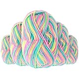 QWORK® Häkelgarn Set 5 x 50g Acrylgarn – 5-strängig 550m Gesamtlänge 2,5mm Stärke - Mehrfarbige Wolle mit Farbverlauf für Amigurumi, Mützen & Schals