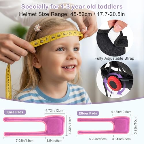 Image of Toddler Helmet and Knee Pads Set for 1-3 Years Old, Kids Bike Helmets with Toddler Knee Pads and Elbow Pads Set, Adjustable Baby Helmet for Balance Bike, Scooter, Tricycle, Bicycle