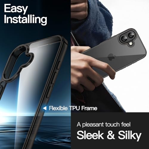 Image of JETech Case for iPhone 17 6.3-Inch, Non-Yellowing Shockproof Phone Bumper Cover, Anti-Scratch Clear Back (Black)
