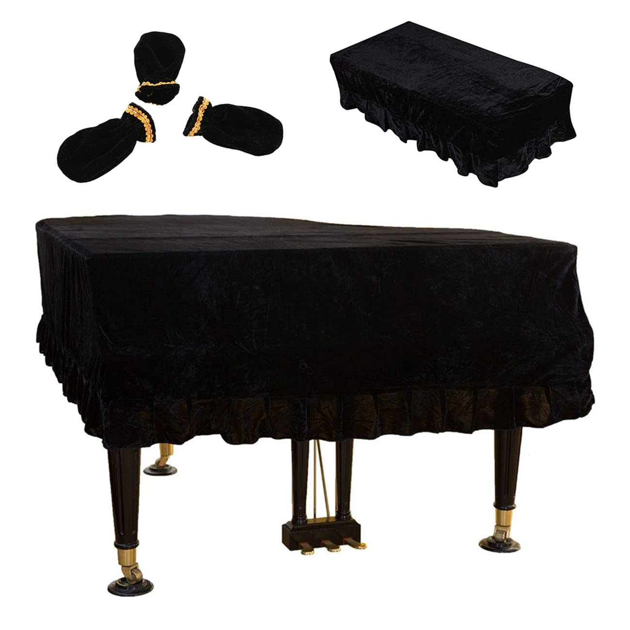 LekLai Pokrowiec Na Fortepian, Pokrowiec Na Pianino I Pokrowiec Na Stołek Fortepianowy Chroniący Przed Kurzem I Zadrapaniami/Double Stool Set/220Cm