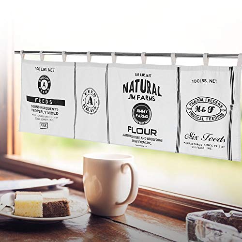Ejoyous Panel de Cortinas Blackout Vintage, Cortina de Lino de Algodón Media para el Gabinete de Cafetería de la Cocina, Impresión Respetuosa con el Medio Ambiente, Tela Antirruge, Excelente Humedad