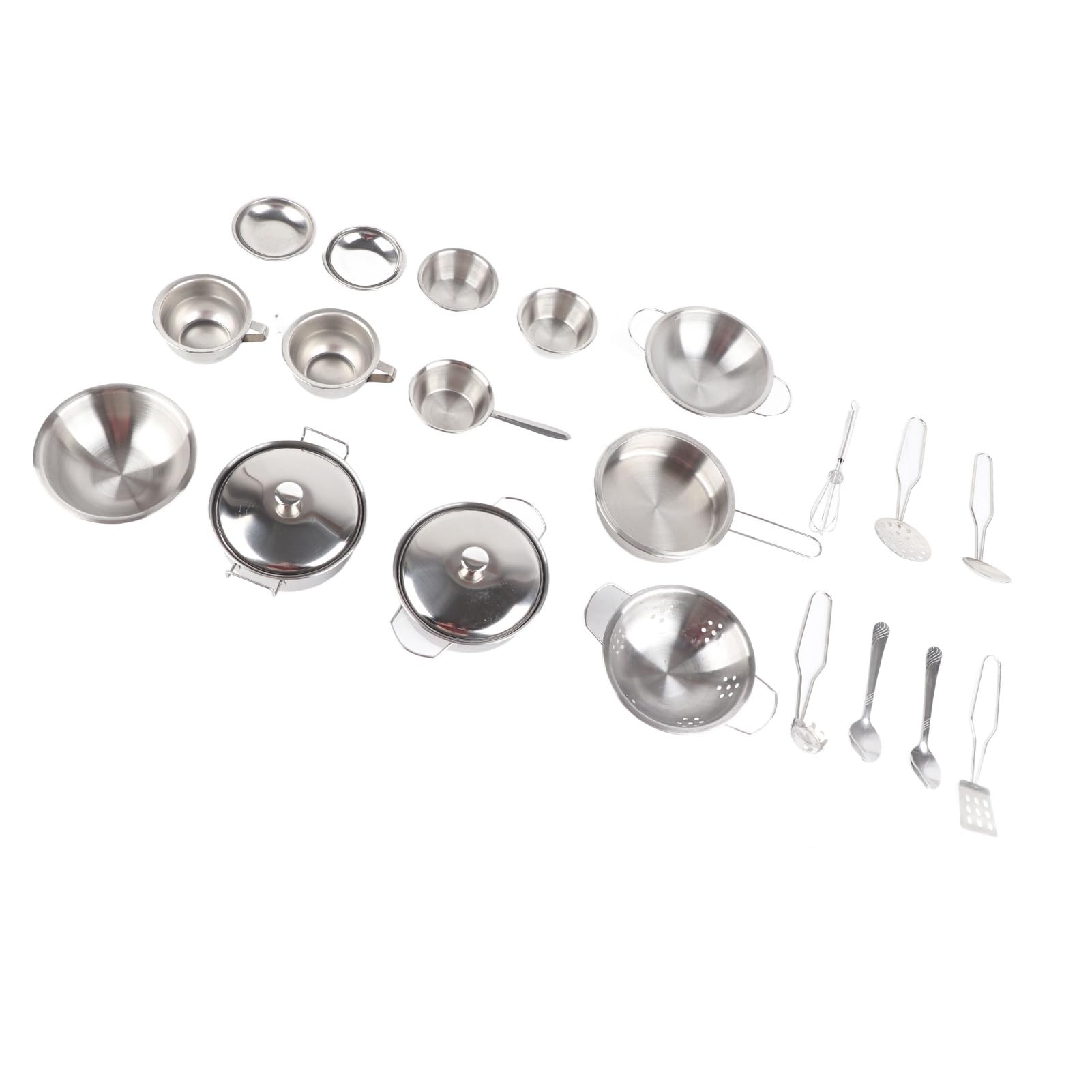 Cocoarm Set di Pentole in Acciaio Inox per Bambini, Utensili da Cucina per Bambini con Stoviglie Lucidate a Mano (25 pezzi)
