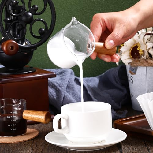 6 vasos medidores espresso con mango de madera 2.5 oz miniatura 6