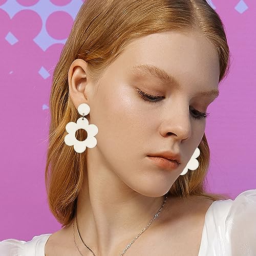 YUNXI Acrylic Flower Earrings Daisy Drop Dangle For Women Y2k Resin Floral Studs 60/70s Retro Flowers Earrings2