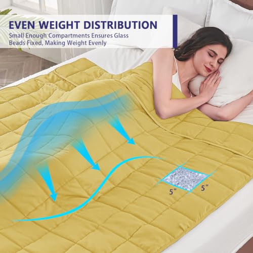 Image of yescool Weighted Blanket for Adults 20lbs Queen Size, 60 inch x 80 inch, Yellow