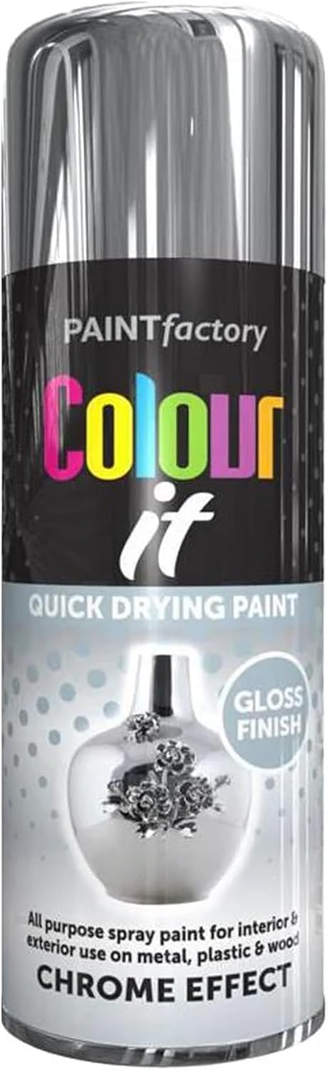 Colour It Chrome Effect Quick Drying Paint, Multi-Surface, Gloss Finish, Smooth Coverage, Durable, Rust-Resistant, Long-Lasting, Ideal for Doors, Gates, Railings & Furniture, 400ml (Pack of 1)