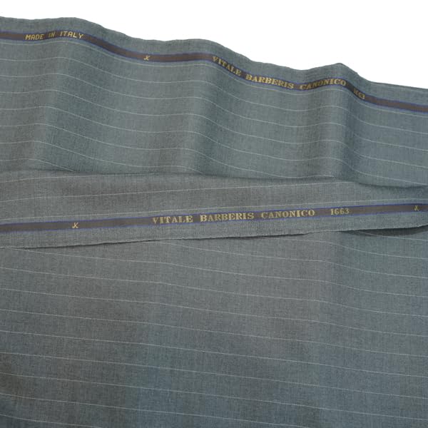 Vitale Barberis Canonico Premium Wool Suiting Fabric, Grey with White Pinstripe, 100% Wool, Made in Italy (3 metres)-picture-38