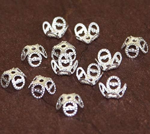 100 pcs of Silver Plated Over Brass Filigree Beads Cap 9mm