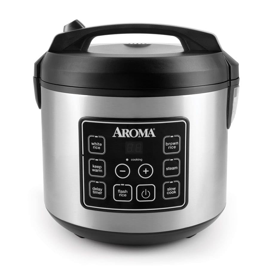 20-Cup Digital Rice & Grain Cooker, Multi-Cooker, 8X Bonded Granite Coating, Silver (Renewed)