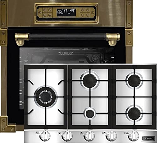 Kaiser Herdset EH 6726 AD + KCG 9357 Turbo, Retro Einbau Backofen 80L, Elektro Backofenset – 11 Betriebsfunktionen + Einbau Gas Kochfeld 90 cm, Edelstahl/Inox, Erdgas/Propangas/Fl.Gas