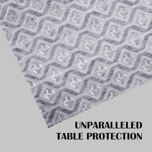 Image of Dakshya Industries PVC Waterproof Withoutlace Dining Table Cover (Size - 54X78 Inch) Rectangle 6 Seater Heat Rasistant, Silver