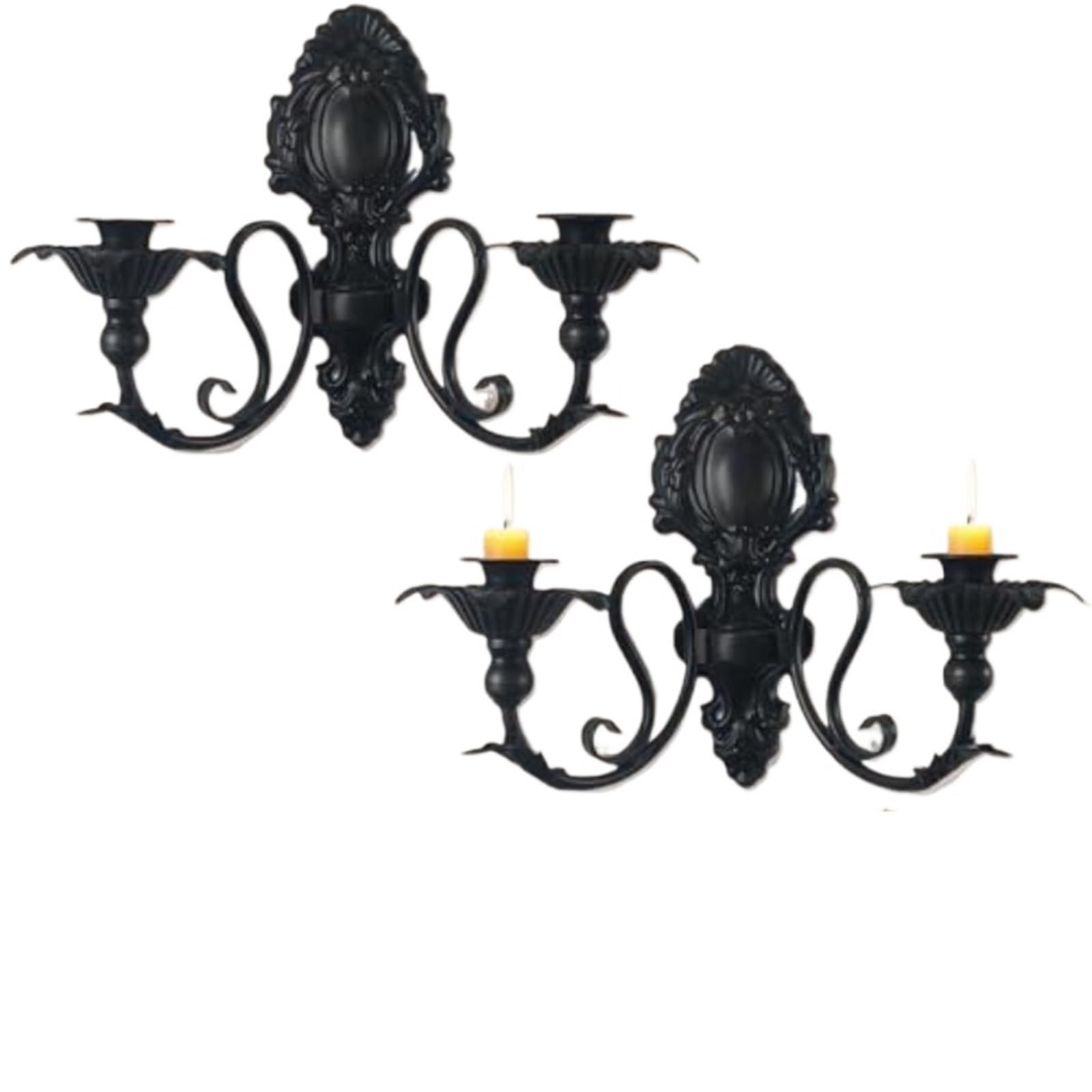 2Pcs Candle Sconce Holder Decorations Wall Mounted Pillar Candlestick Vintage Candelabra Dec For Desktop Decoration
