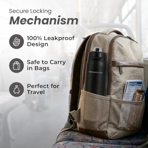 Image of HomeEssentials 950ML Insulated Water Bottle - 24h Cold /12h Hot - Leakproof Quick-Fill Lid & Easy-Carry Handle - Heavy Duty Stainless Steel Sports Flask