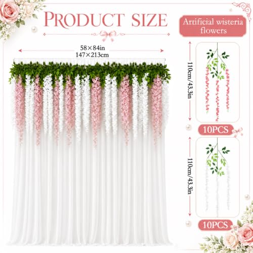 Image of Indian Pooja Backdrop Set, Diwali Curtain Decor, Wisteria Garland