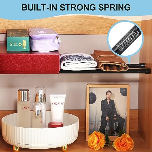 Image of Tension Rod 16 to 28 Inch, Goowin Small Tension Rod, 5 /8 inch Diameter No Drilling Expandable Short Tension Rods Spring Rods, Tension Rods for Closet, Cupboard, Hanging Clothes, 4 Pack, Black