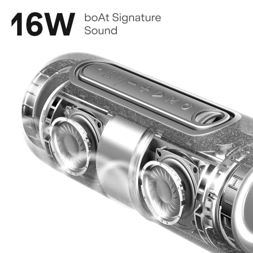 Image of boAt Stone 350 Pro Plus 16W Signature Sound, Up to 8 Hours Playtime, IPX5 Resistance, Type-C Charging, TWS for 2X Power, Built-in Mic, Voice Assistant Wireless Bluetooth Speaker (Titanium Grey)